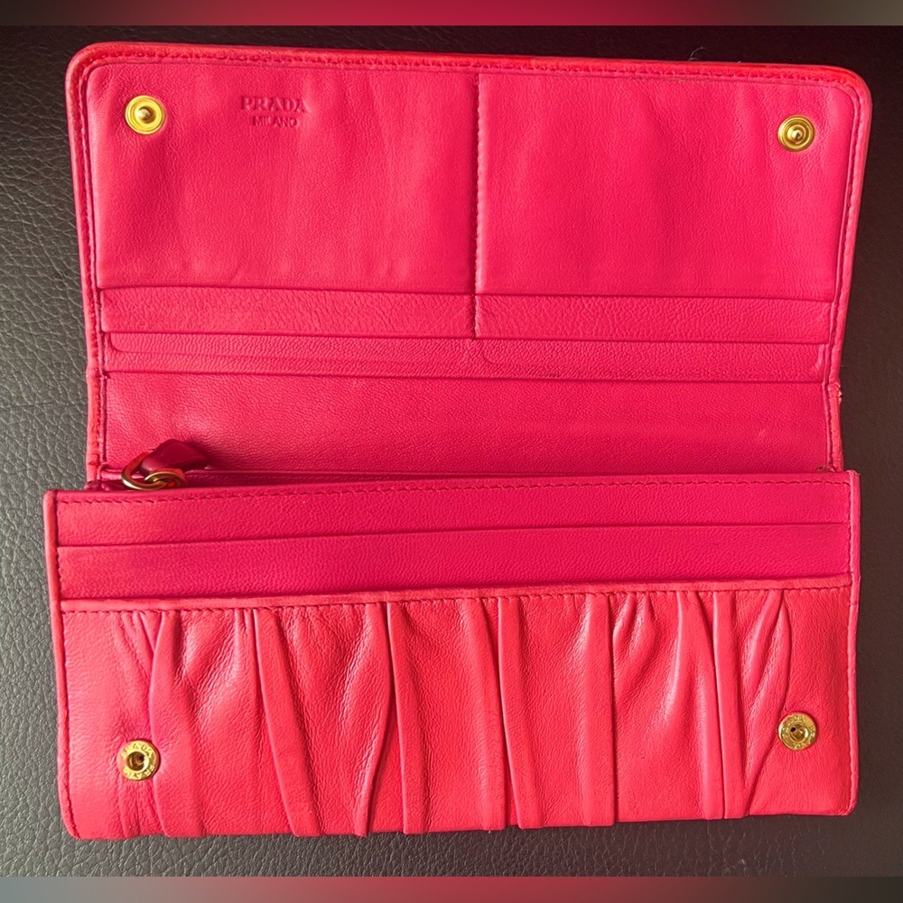 Prada Saffiano Pink Nappa Gaufre Long Wallet with Chain WOC - Picture 6 of 14